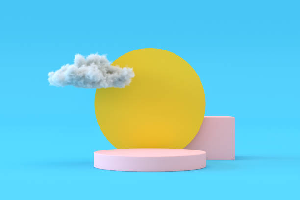 istock Empty Product Stand, Platform, Podium with Cloud and Sun Background 1322270649