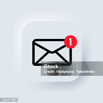 istock SMS icon. Dialog, chat, new message. New gmail, email. Communication concept. Neumorphic UI UX white user interface web button. Neumorphism. Vector 1322277683
