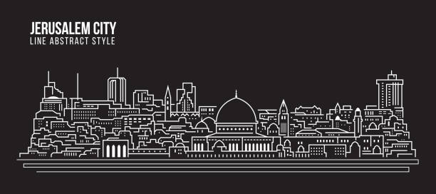 Cityscape Building Line art Vector Illustration design - Jerusalem city Cityscape Building Line art Vector Illustration design - Jerusalem city israel skyline stock illustrations