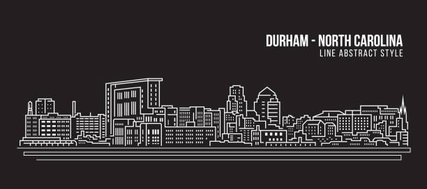 illustrations, cliparts, dessins animés et icônes de cityscape building line art vector illustration design - durham city (caroline du nord) - county durham