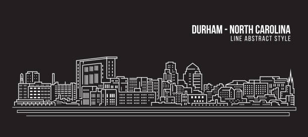 cityscape building line sztuki wektor ilustracja projekt - durham city (karolina północna) - county durham stock illustrations