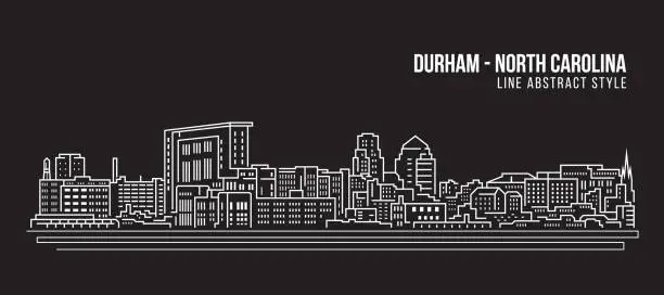 Vector illustration of Cityscape Building Line art Vector Illustration design - durham city (north carolina)