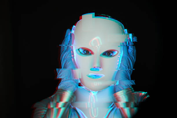 istock Portrait of futuristic robot. Image with glitch effect. 1322278995
