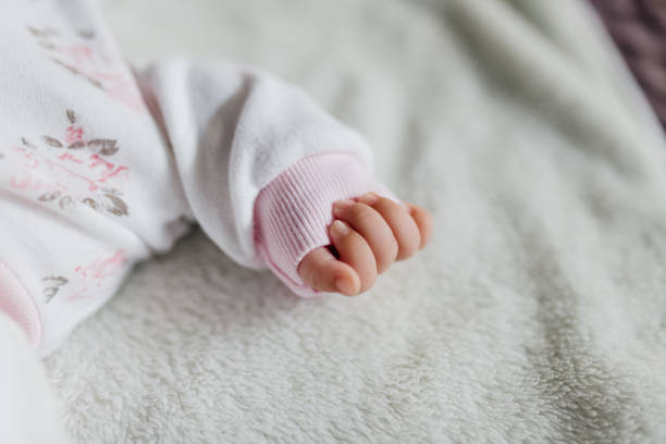 body part of a baby body part of a baby, close up of a baby hand arm on white background 8 weeks stock pictures, royalty-free photos & images