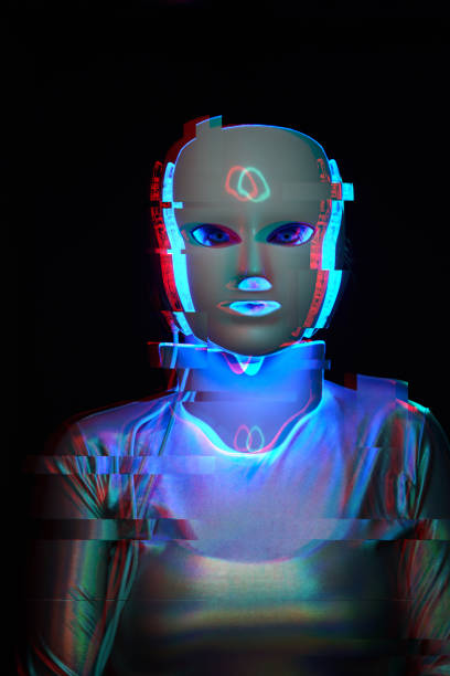 istock Portrait of futuristic robot. Image with glitch effect. 1322279505