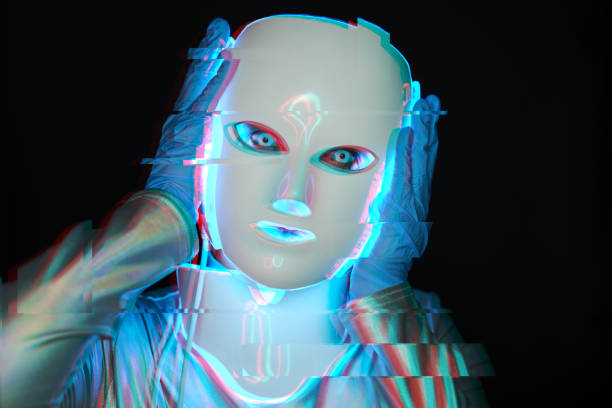 istock Portrait of futuristic robot. Image with glitch effect. 1322280540