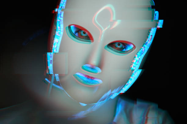 istock Portrait of futuristic robot. Image with glitch effect. 1322280571
