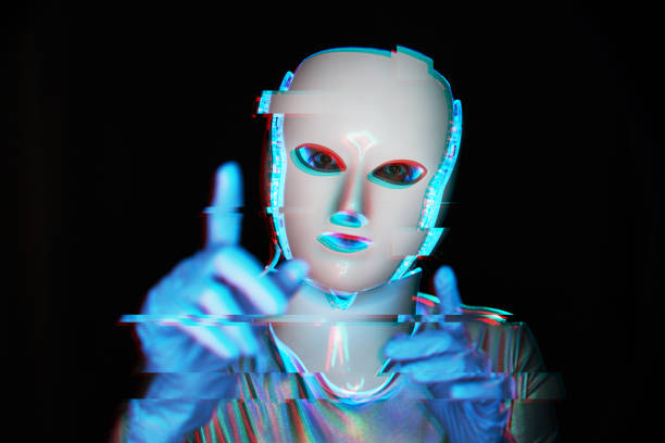 istock Portrait of futuristic robot. Image with glitch effect. 1322280594