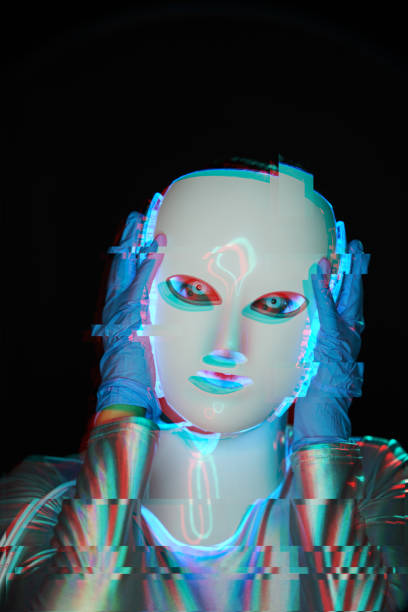 istock Portrait of futuristic robot. Image with glitch effect. 1322280723