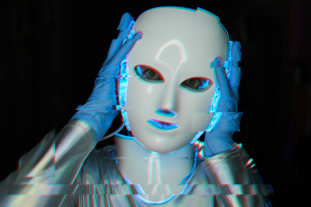 istock Portrait of futuristic robot. Image with glitch effect. 1322280820