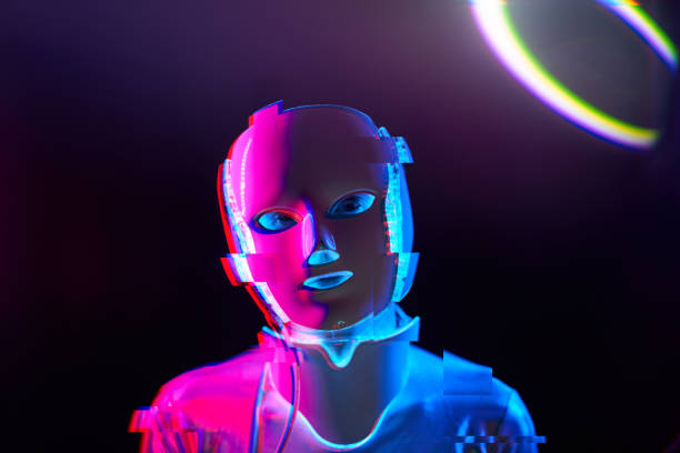istock Portrait of futuristic robot. Image with glitch effect. 1322281011
