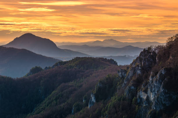 istock Beautiful mountainous country in autumn at sunset. 1322281183