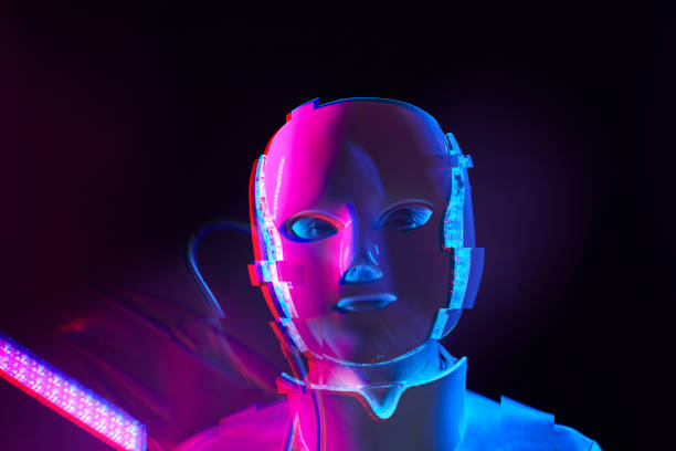 istock Portrait of futuristic robot. Image with glitch effect. 1322281524