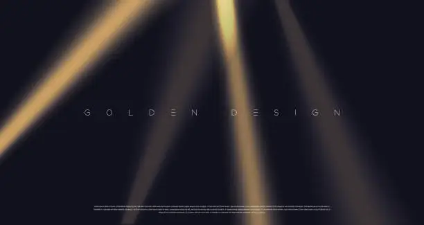 Vector illustration of Black premium background with luxury dark golden geometric elements.