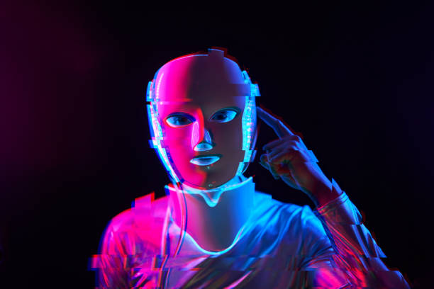 istock Portrait of futuristic robot. Image with glitch effect. 1322282699