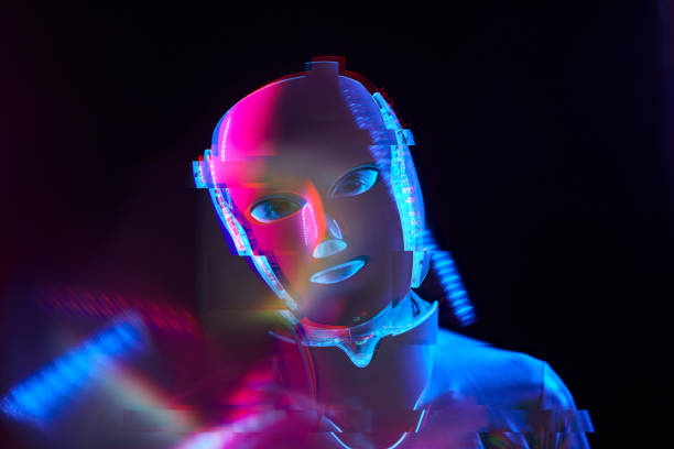 istock Portrait of futuristic robot. Image with glitch effect. 1322282857
