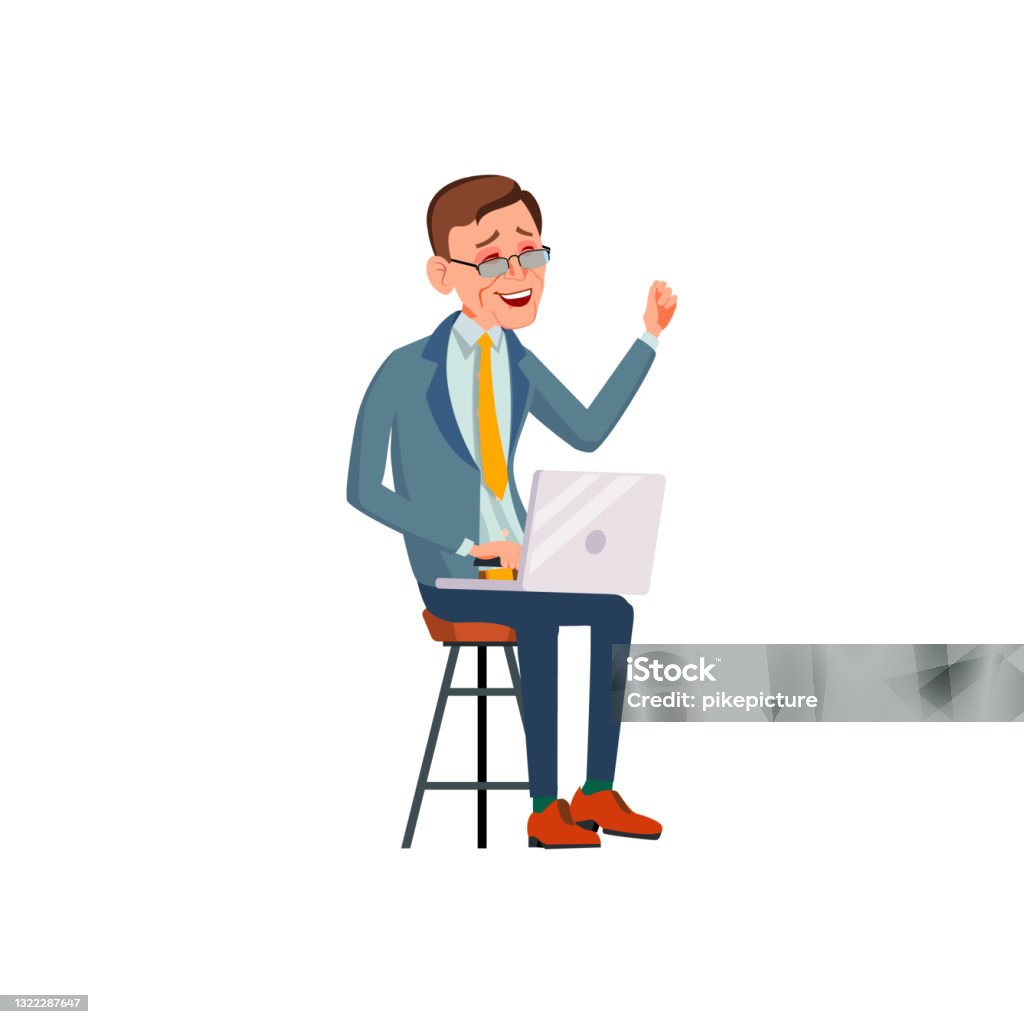 Businessman Laughing From Funny Video On Laptop Screen Cartoon Vector Stock Illustration - Download Image Now - iStock Businessman Laughing From Funny Video On Laptop Screen Cartoon Vector Stock Illustration - Download Image Now - iStock