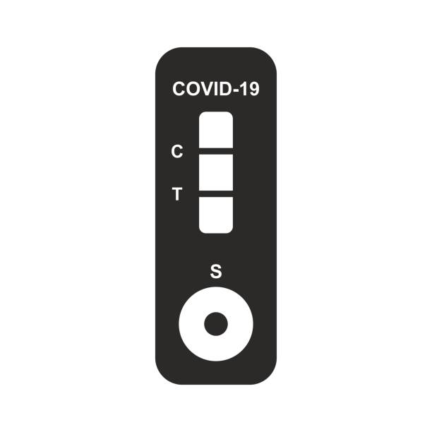 coronavirus schnelltest-symbol. covid-19 selbsttest. schneller antigentest. teststreifen. - corona test stock-grafiken, -clipart, -cartoons und -symbole