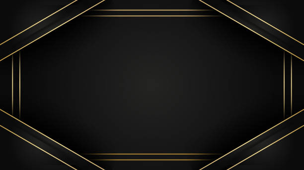 istock Luxury gold and black background, abstract decoration, golden pattern, line gradients, vector illustration. Dark grey, gold lines cover template, geometric shapes, modern minimal banner 1322288260