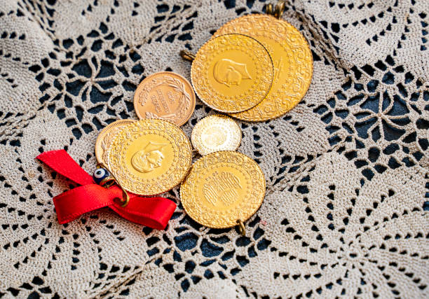 istock Saving Turkish Gold coins at home 1322298454