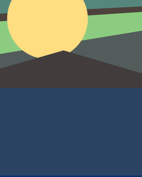istock Geometric landscape silhouette generative art poster illustration 1322300278