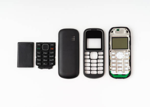 istock Old and outdated mobile phone set isolated on white background. 1322301255
