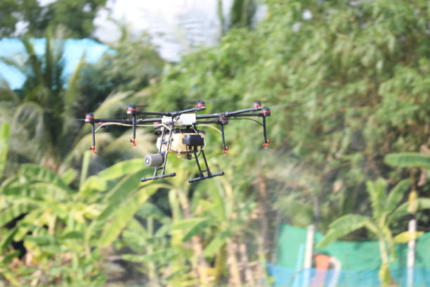 istock Drone spraying insecticide in flight. 1322301453