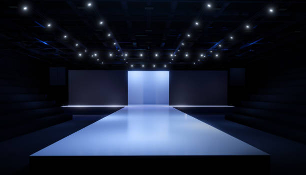 istock Empty Stage event for mockup and Corporate identity. night light staging in hall ,3D render. 1322305480