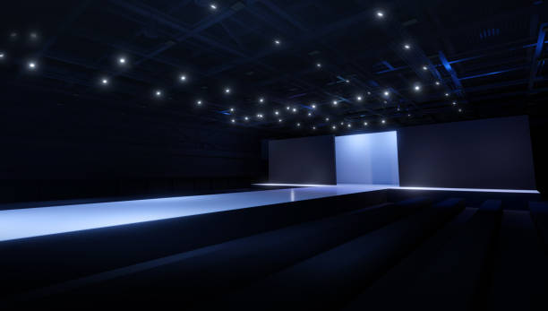 istock Empty Stage event for mockup and Corporate identity. night light staging in hall ,3D render. 1322305481