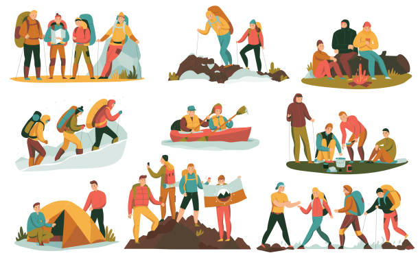 1/2ð3/4ð²ð1/2ñðμ rgb - mountain climbing illustrations stock illustrations