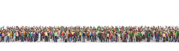 istock rowd of people in the queue on a white background. 3d illustration 1322308378