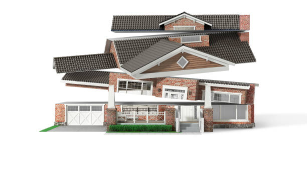 istock Sliced  house in different directions  on a white background. 3d illustration 1322311017