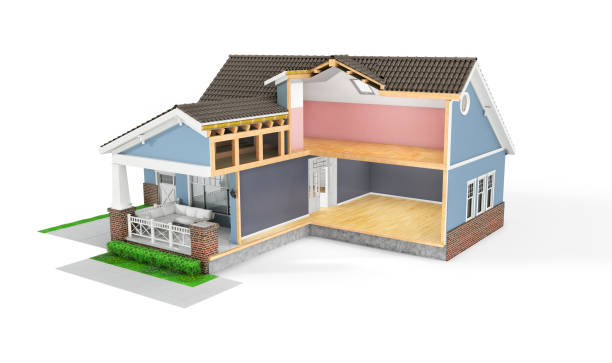 istock Sliced  house on a white background. 3d illustration 1322311043