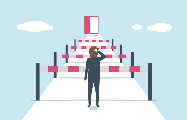 conquering adversity illustration and painting hurdle stock illustrations