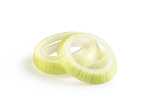 istock Onion cut into slices on a white background 1322311400