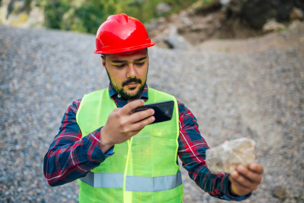 istock Engineer photographing a stone at quarry 1322311979