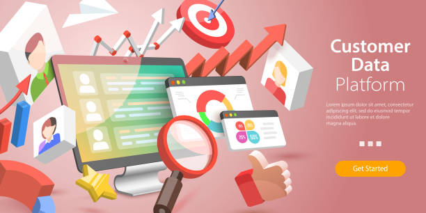3D Isometric Flat Vector Conceptual Illustration of Customer Data Platform 3D Isometric Flat Vector Conceptual Illustration of Customer Data Platform, Customer Relationship Management, Client Database hotline background stock illustrations