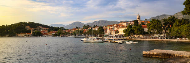 Panorama of Cavtat Cavtat, Croatia is a popular tourist destination with many hotels and restaurants. cavtat photos stock pictures, royalty-free photos & images