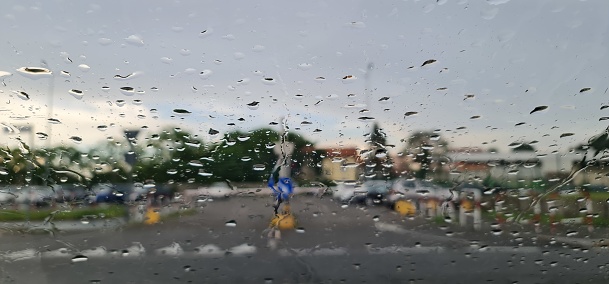 Drive car in a raining day