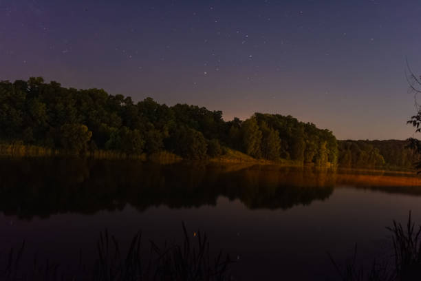 istock Quiet night landscape by the lake. Starry sky. 1322328707