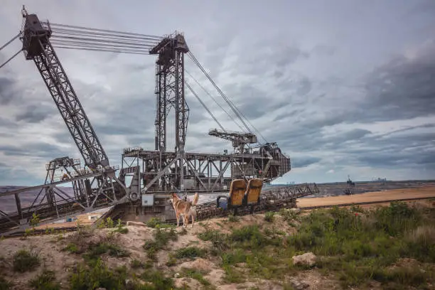 Lignite excavator in the Hambach opencast mine near Hambache Forest May 2021