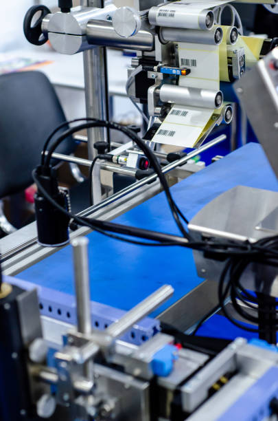 istock Close-up of  Automatic Sticker Labelling Machine 1322337873
