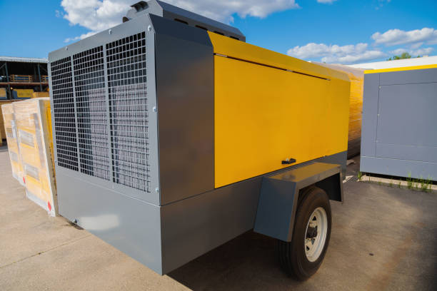 istock Mobile diesel compressor on wheels for supplying pneumatic air to devices 1322341394