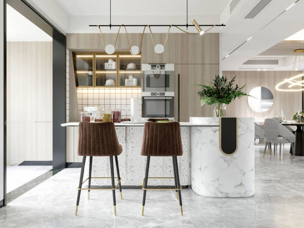istock 3d render of luxury house kitchen dining room 1322343005