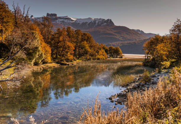 7つの湖の道、パタゴニアアルゼンチン。フォークナー湖。ルート 40。 - south america argentina bariloche autumn ストックフォトと画像