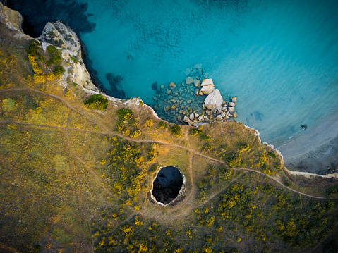 Aerial view of beautiful coastline in Italy, Puglia
“Grotta Sfondata” Near Otranto