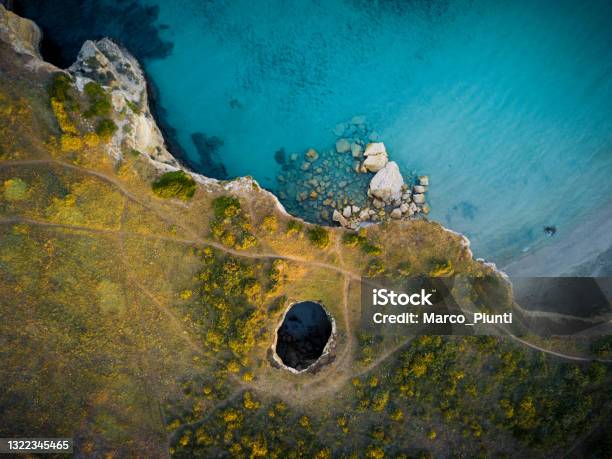 Aerial View Of Beautiful Coastline In Italy Puglia Stock Photo - Download Image Now
