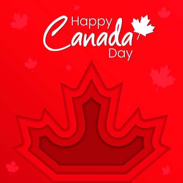 istock Happy Canada Day vector holiday poster with red paper cut Canada maple leaf. 1st of July celebration background. 1322346567