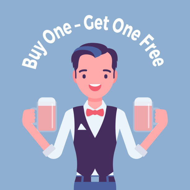illustrations, cliparts, dessins animés et icônes de achetez-en un gratuitement, bar à bière, promotion de vente de pub de taverne - image smiley gratuit