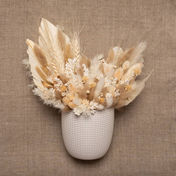 istock Bouquet with yellow dried wildflowers. Top view 1322347838
